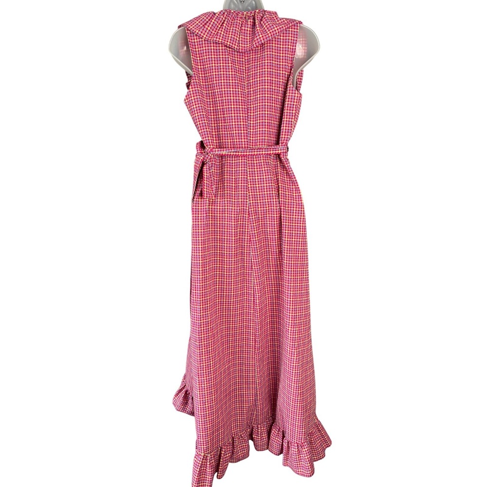 Misa Anthropologie La Stella‎ Dress Women S Red Gingham Wrap Maxi Boho Festival - Picture 3 of 13